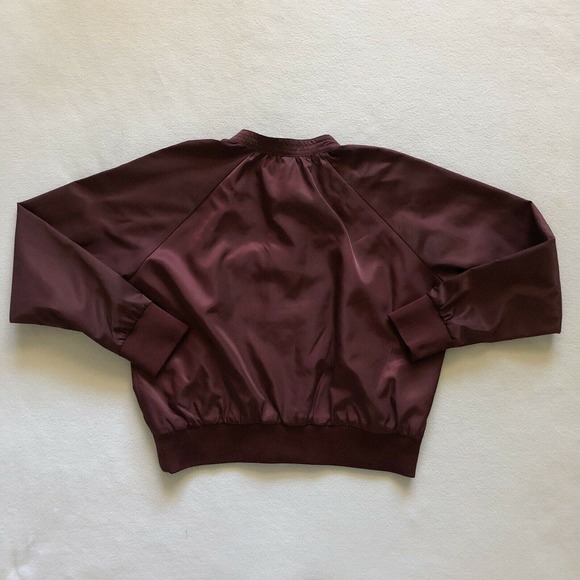 Free People Women Satin Midnight Bomber Full Zip Jacket Maroon Burgundy Red S - Picture 8 of 12